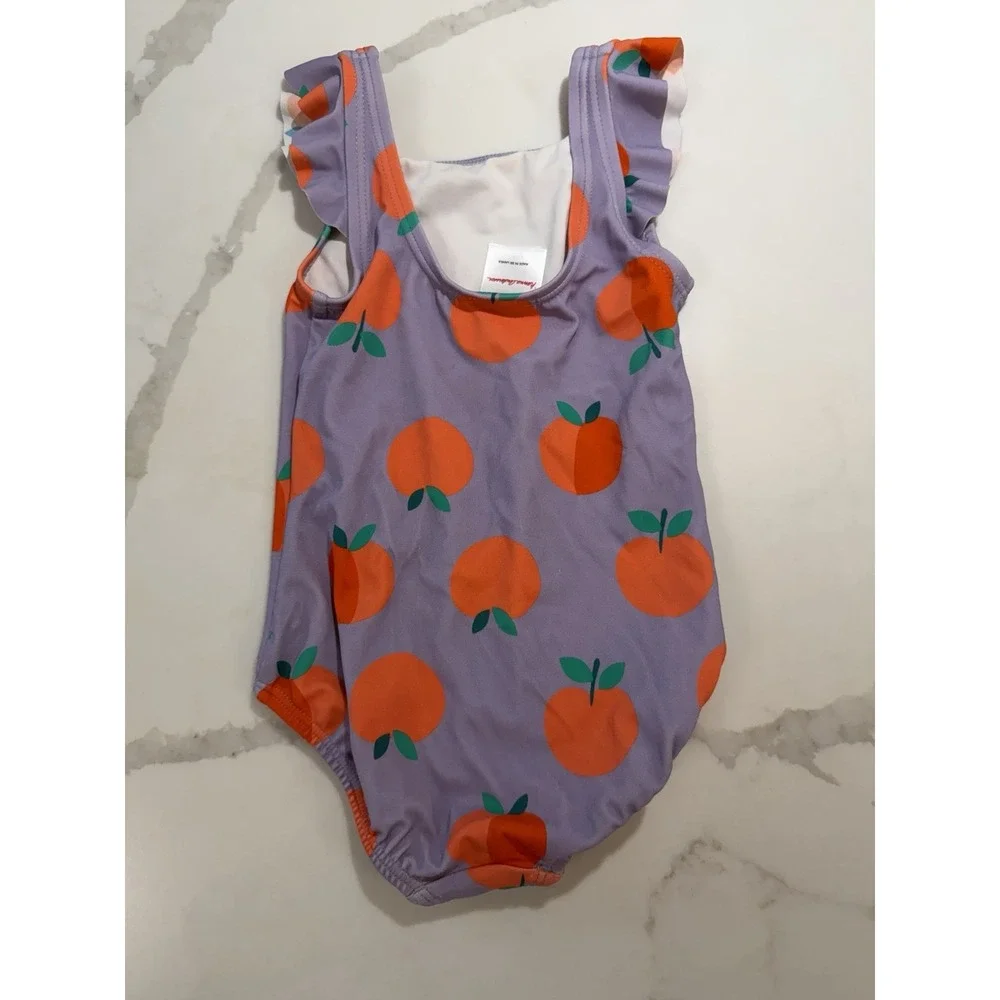 Hanna Andersson Lot Of 2 Swim Suit Skater Dress 2T Apples Flowers Play date
